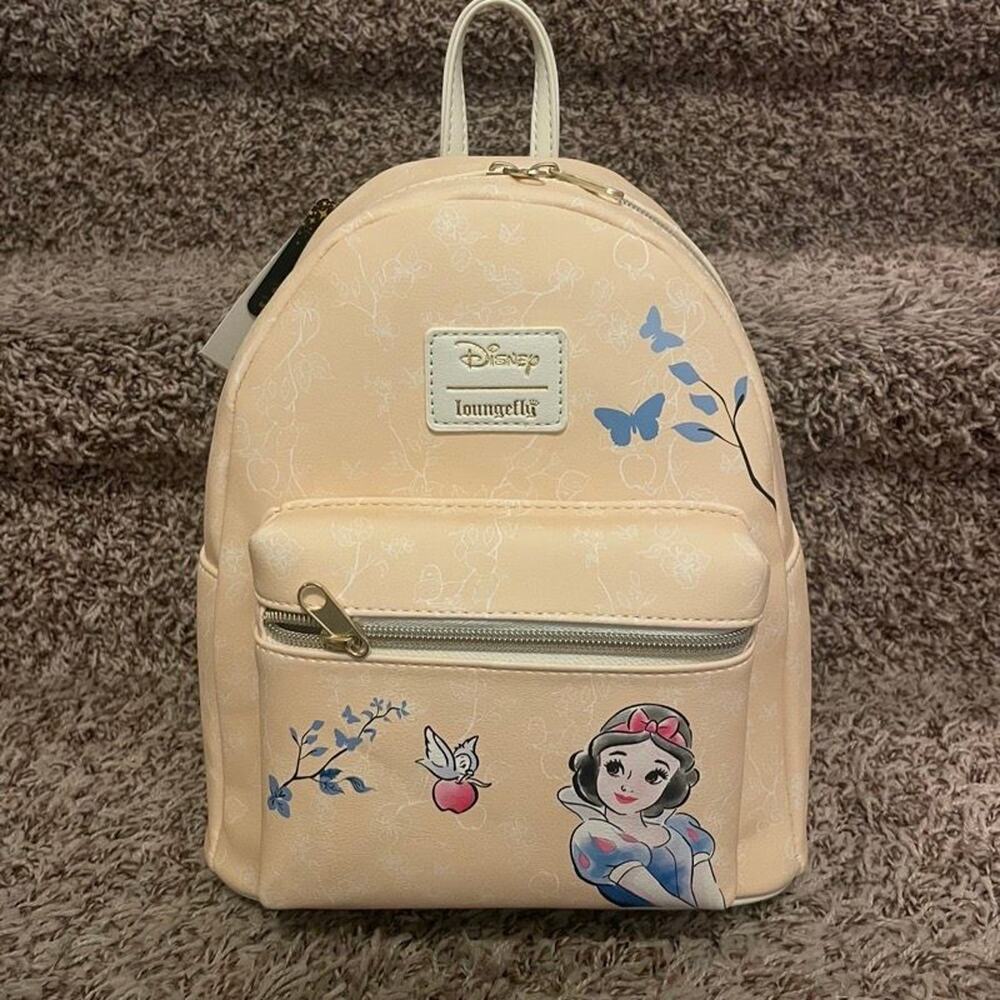 Loungefly Disney Snow White Mini Backpack Cream Faux Leather NWT Princess Bag